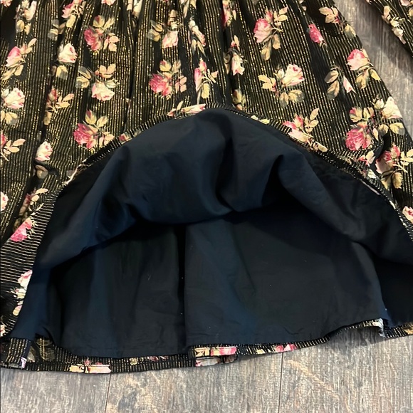 GAP Black and Gold Floral Square Neck Puff Sleeve Knee-Length Dress - Picture 6 of 10